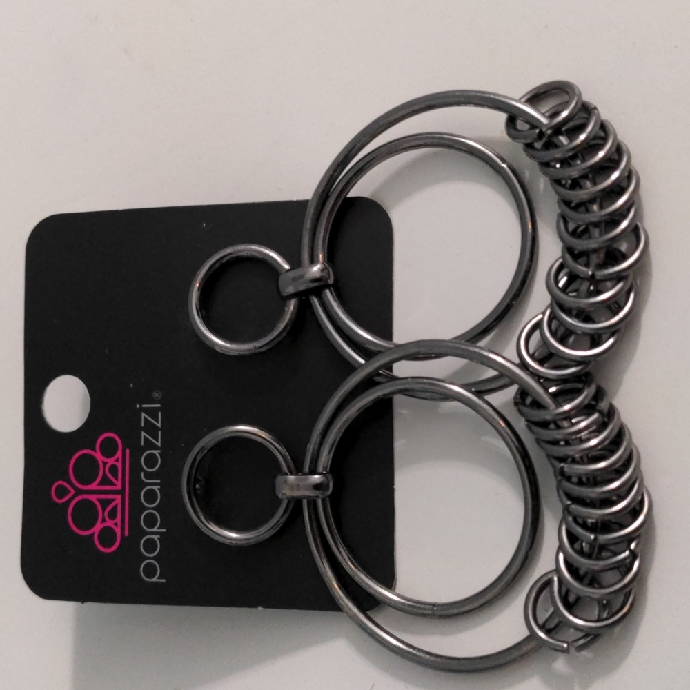 Paparazzi Silver Double Hoop Earrings Stud Backs
